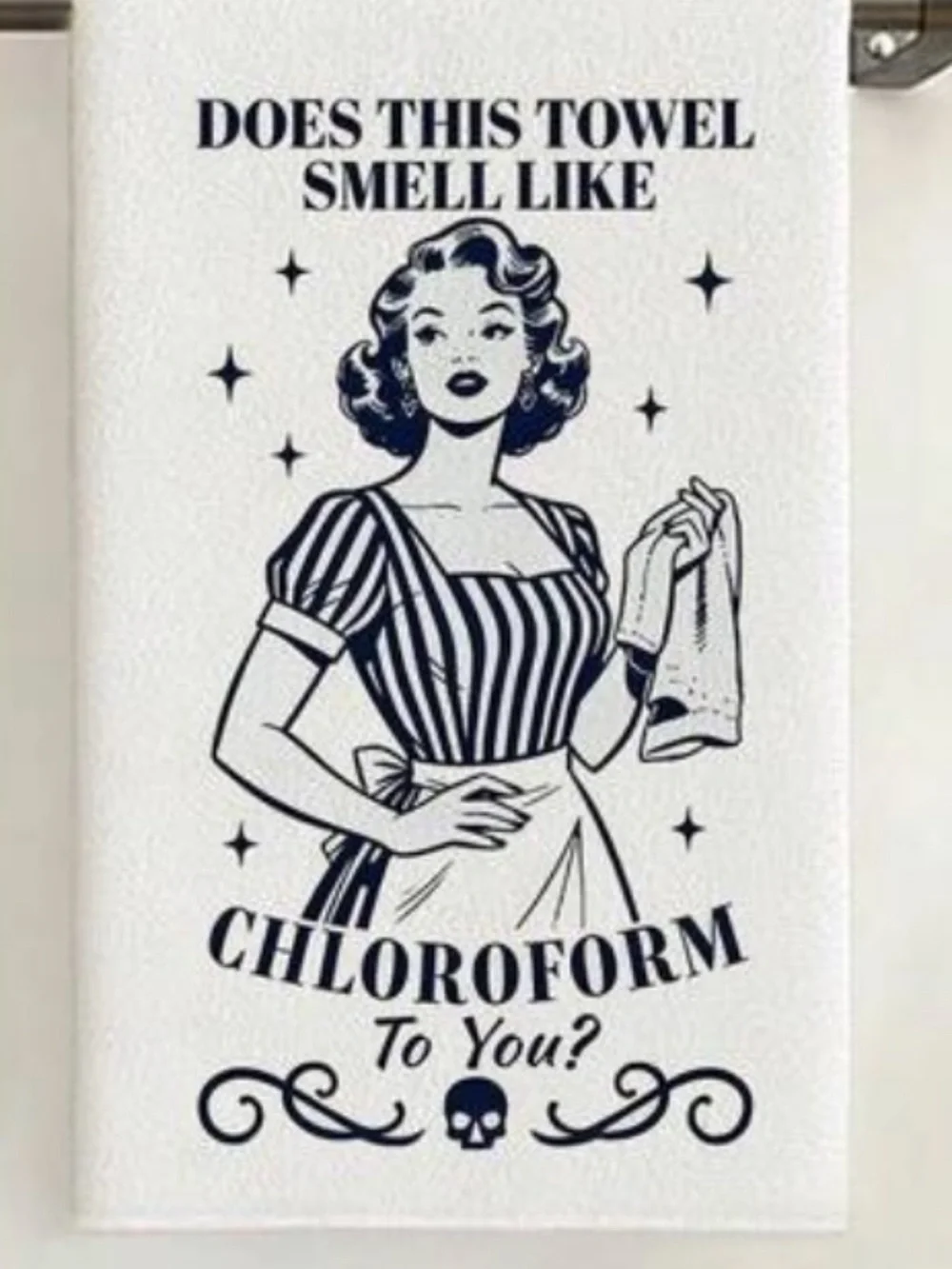 Retro Comic Print Dish Towels - White and Navy